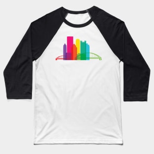 Pittsburgh Downtown Rainbow City Skyline Baseball T-Shirt